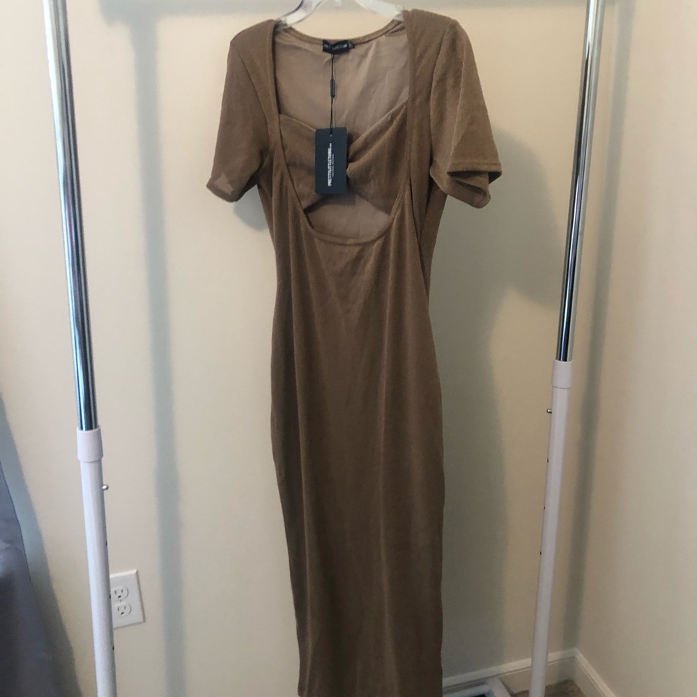Tan Cut Out Dress